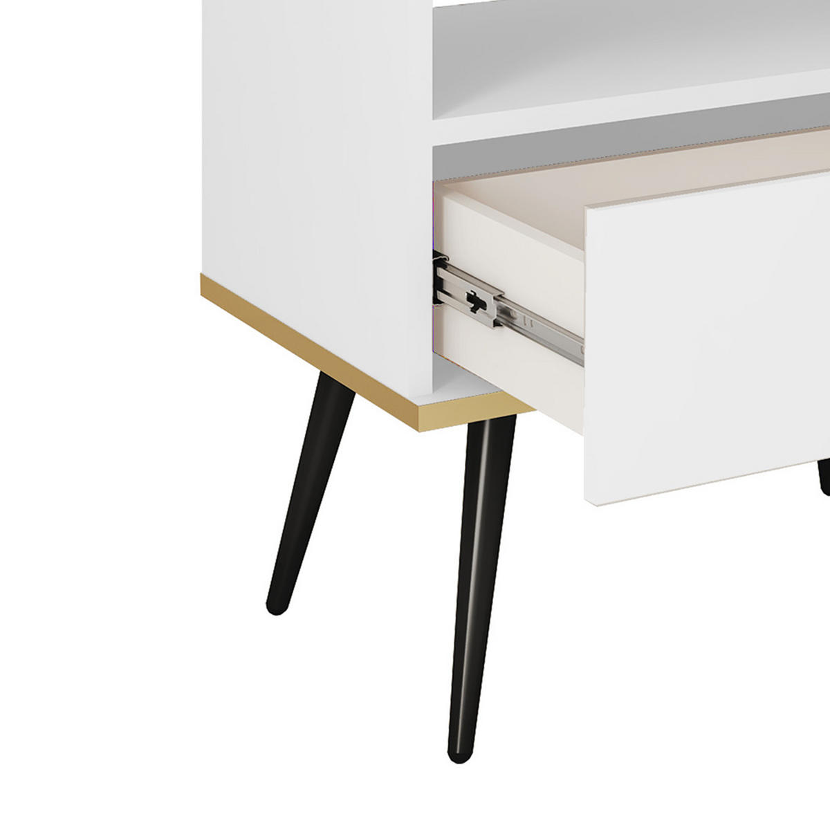 NACHTTISCH Weiß - S-54, Hochglanz, Schubladen Push-to-Open 54x39x59 cm Weiß/Schwarz - Schwarz/Weiß, Holzwerkstoff/Kunststoff (54/59/39cm) - DomoHome