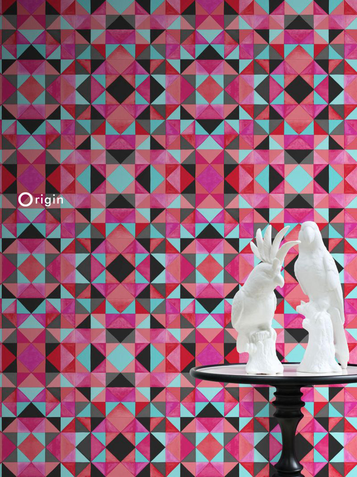 TAPETE kubistisches Muster 53 cm x 10.05 m - Rot, Papier (53/1000cm) - Origin Wallcoverings