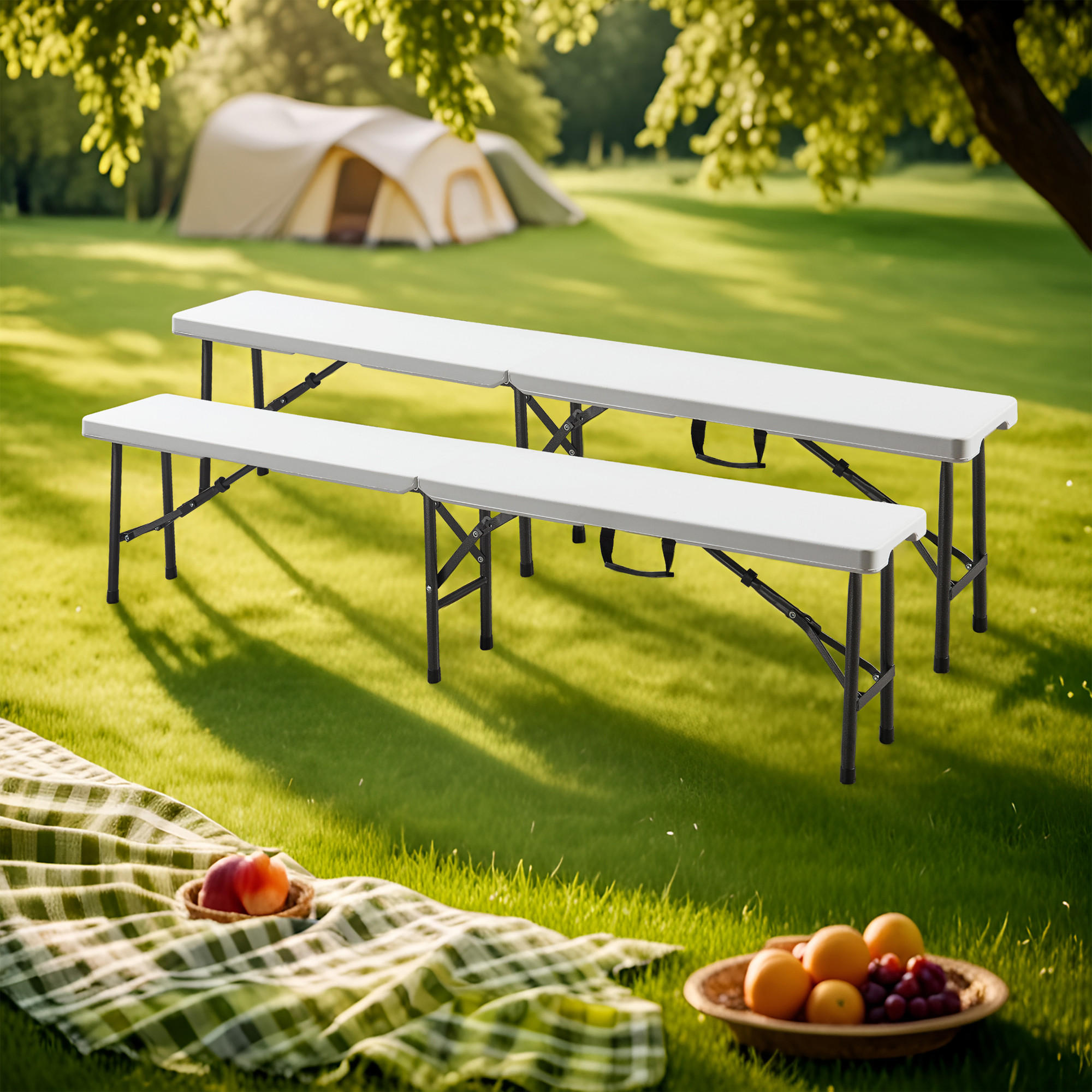 KLAPPBANK Ljusnarsberg - Weiß, Kunststoff/Metall (180/43/25cm) - [en.casa]