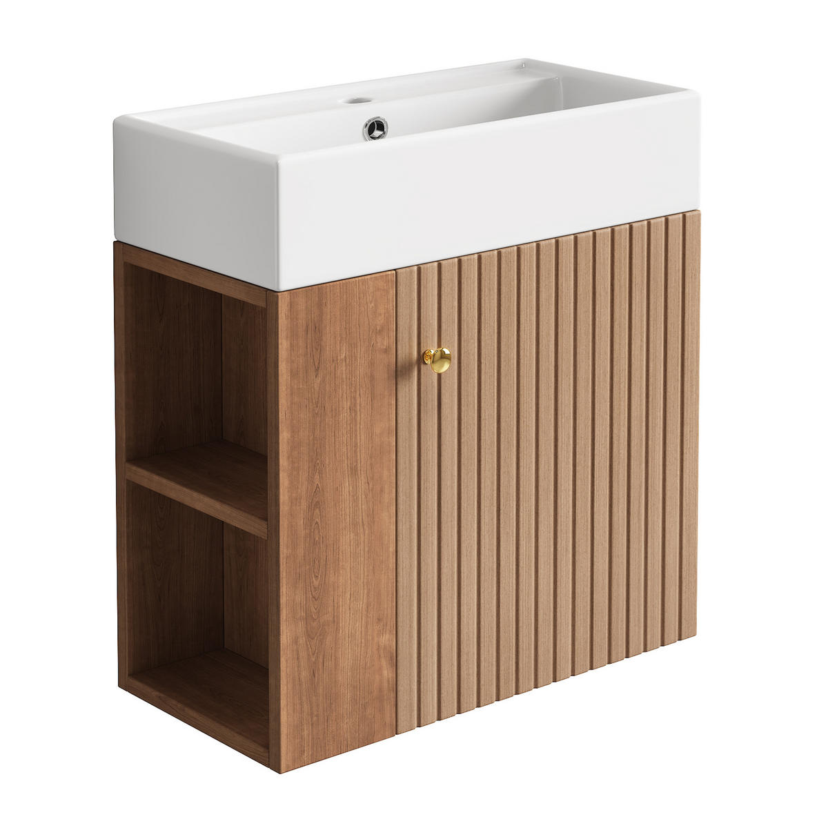 WASCHTISCH mit Unterschrank 55cm Keramikbecken Braun - Braun, Holzwerkstoff (55/66.5/31cm) - Urban Meuble