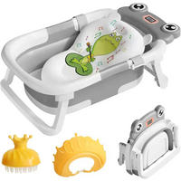 BABYBADEWANNE faltbare mit Badekissen, Thermometer, Duschhaube, Duschbürste, Typ 1 Grau - Grau, Kunststoff (63/42cm) - Kaket