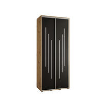 SCHWEBETÜRENSCHRANK 235,2/100/45 2-türig - Silberfarben/Schwarz, Holz/Metall (100/235/45cm) - Abiks Möbel