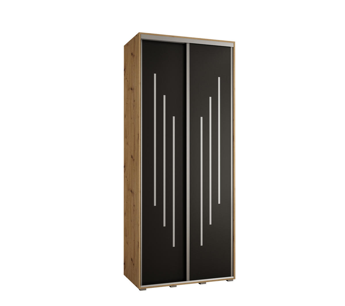 SCHWEBETÜRENSCHRANK 235,2/100/45 2-türig - Silberfarben/Schwarz, Holz/Metall (100/235/45cm) - Abiks Möbel