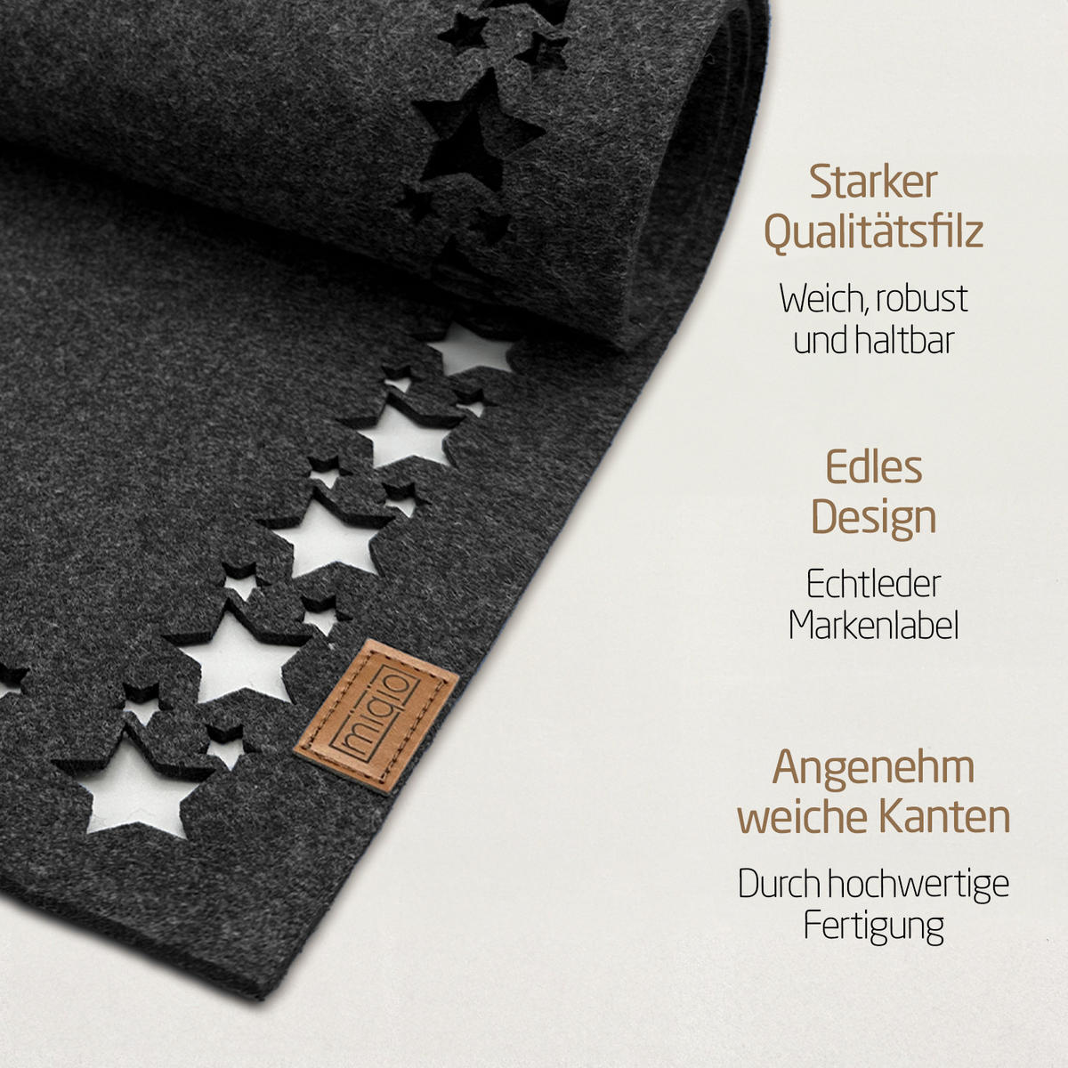 TISCHLÄUFER WEIHNACHTSSTERN - Anthrazit, Textil (100/40/1cm) - Miqio Design