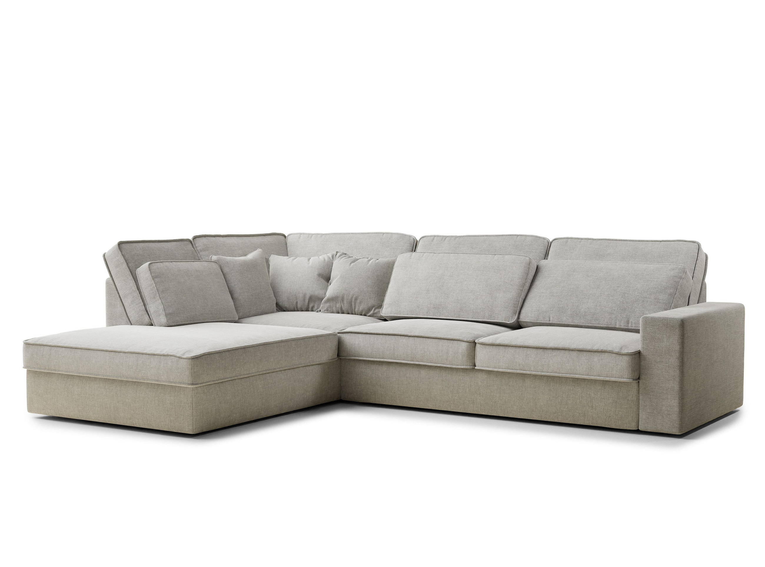 ECKSOFA Kirou Grau Chenille-Stoff - Links Seite - Schwarz/Grau, Holz/Holzwerkstoff (225/311cm) - Maison de Reve