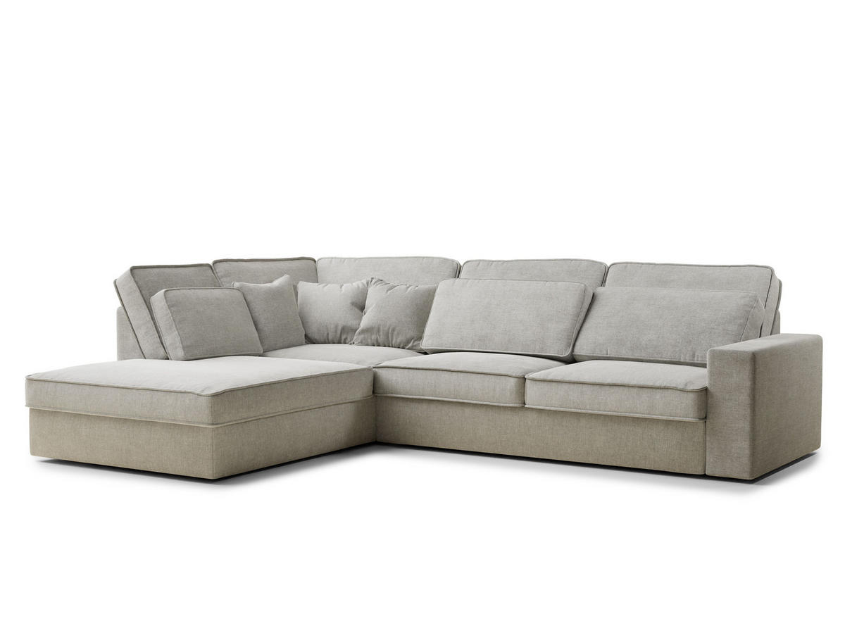 ECKSOFA Kirou Grau Chenille-Stoff - Links Seite - Schwarz/Grau, Holz/Holzwerkstoff (225/311cm) - Maison de Reve