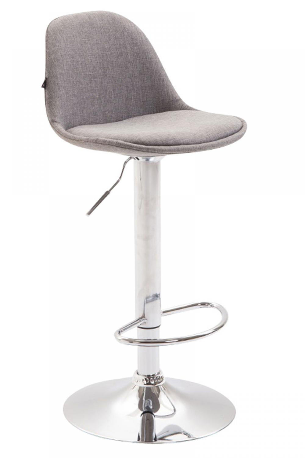 BARHOCKER Stoff grau - Chromfarben/Grau, Textil/Metall (39/82/43cm) - CLP