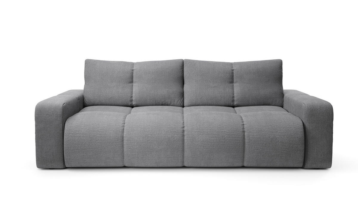 BETTSOFA DUCA Grau Jersey- Stoff mit Schlaffunktion - Grau, Holz (259/90/99cm) - MASSENO