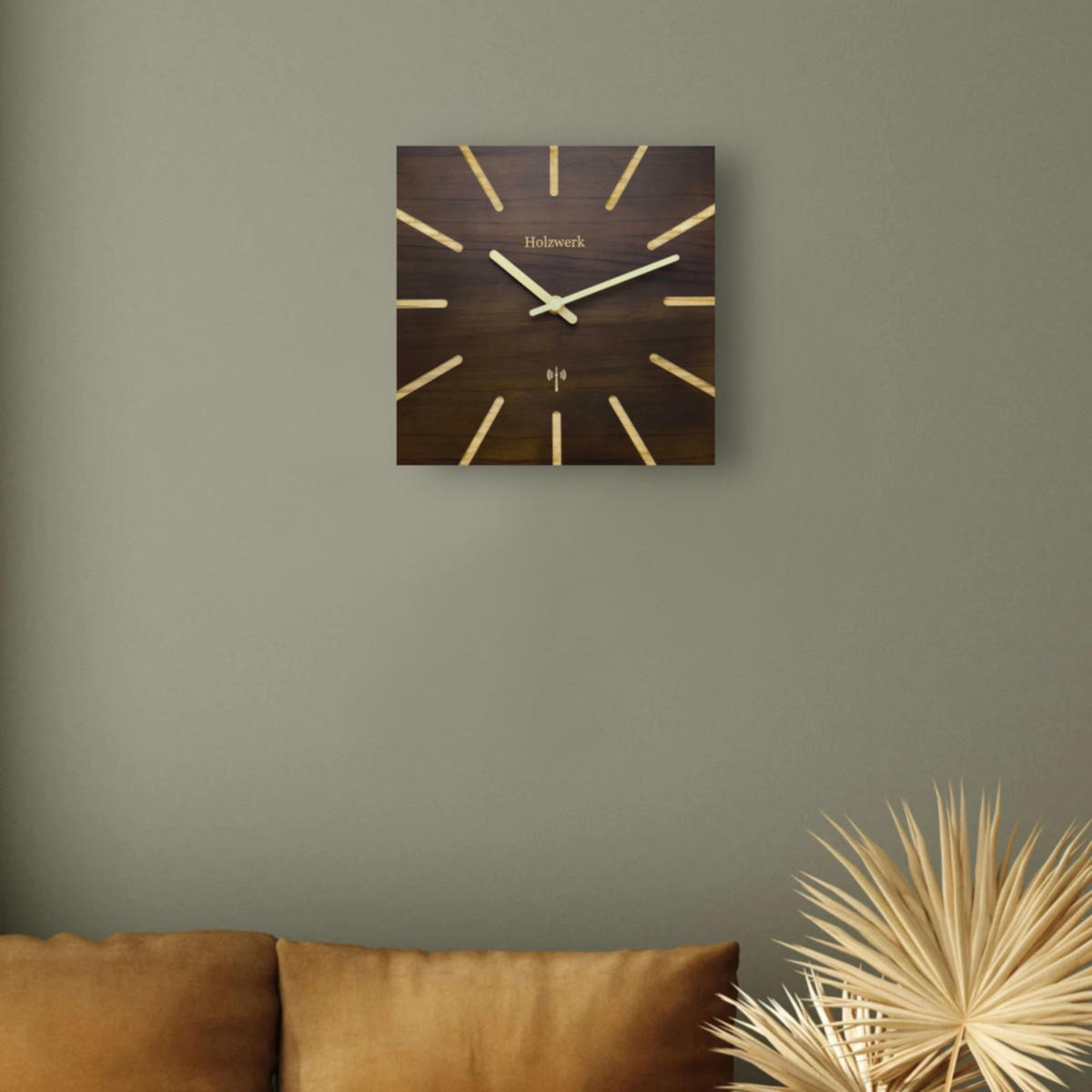 WANDUHR Holz Designer eckige HERZBERG (FUNK) Loft Wand Uhr, braun - Dunkelbraun, Holz/Metall (25/25/2cm) - Holzwerk