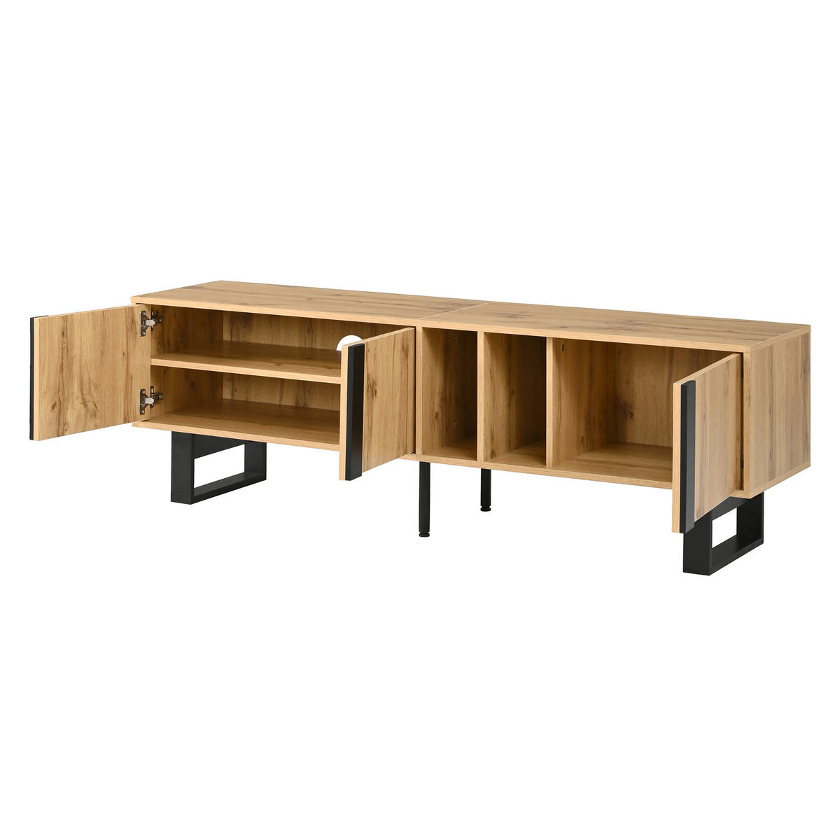 TV-SCHRANK 190/35/37 cm Weiß mit offene Ablagefächer und Hochglanzfronten - Weiß, Holzwerkstoff (275/37/35cm) - Oxeza