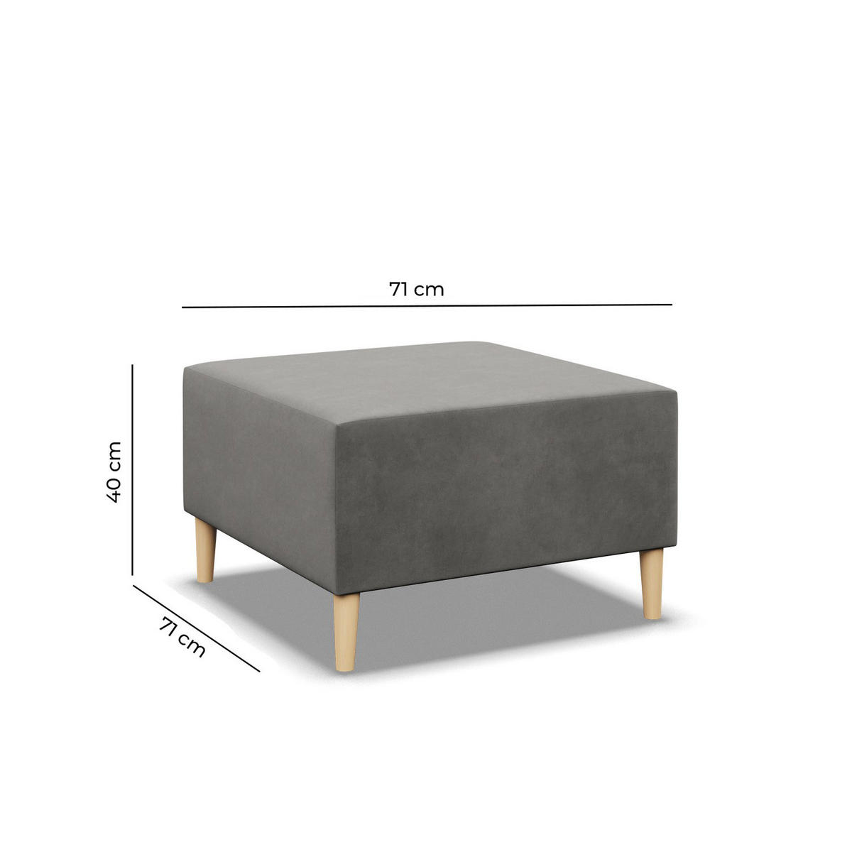 SITZPOUF 70 X 70 BLANK, Gelb - Gelb, Textil (71/40/71cm)