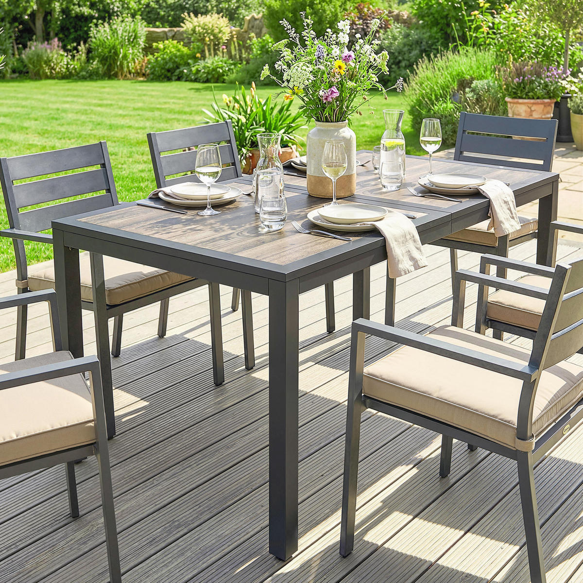 GARTENTISCH DE-14229 140x80 cm Dunkelgrau - Dunkelgrau, Metall (140/80/72cm) - ComfortXL