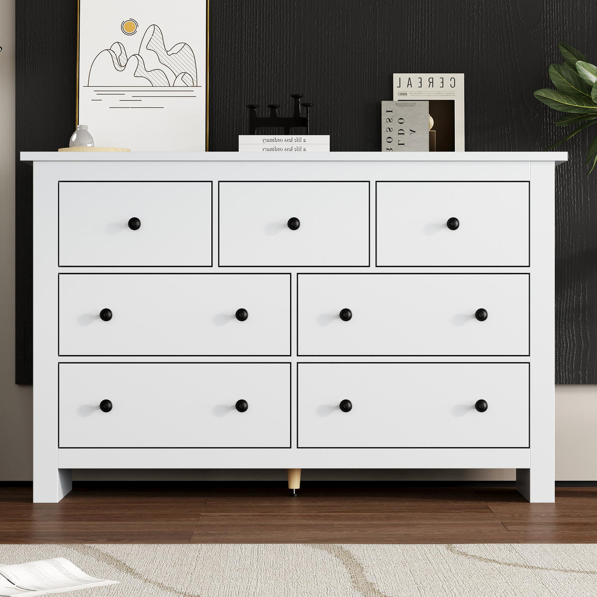 SIDEBOARD weiß aus Spanplatte im französischen Landhausstil 152 × 40 × 89 cm - Weiß, Holzwerkstoff (152/89/40cm) - Luhomfu