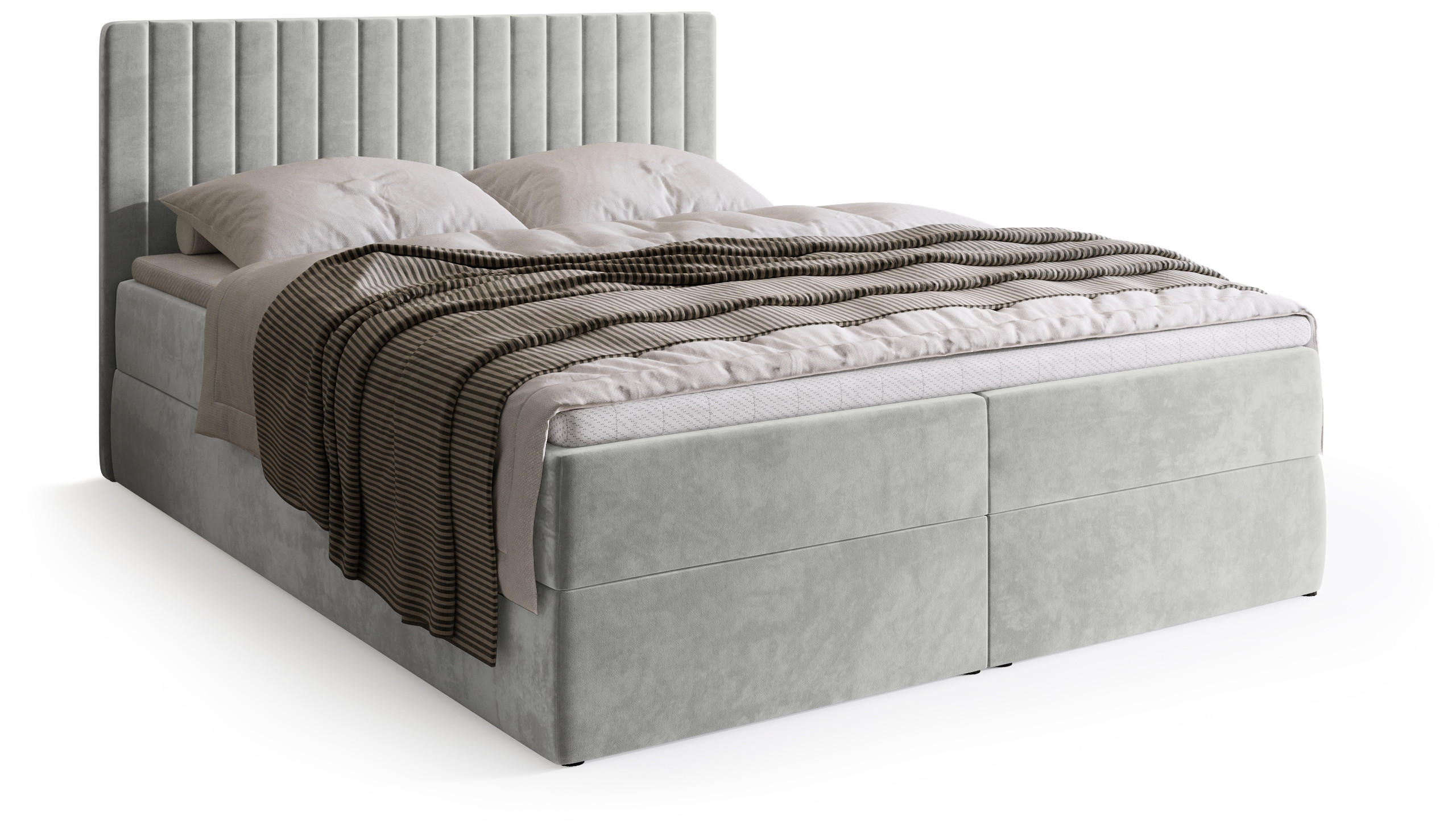 BOXBETT DREAM mit Topper 160x200 Grau - Grau, Textil (160/200cm) - Bromarkt