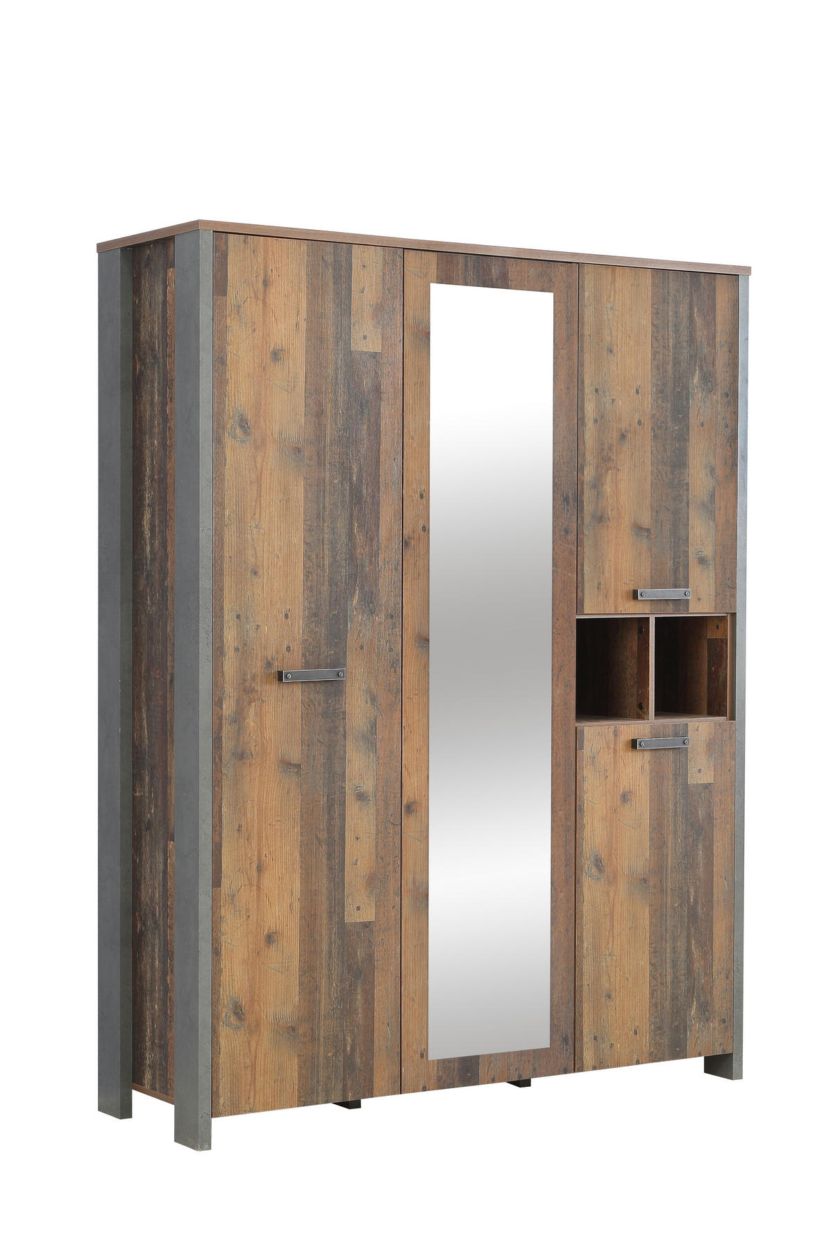 JUGENDZIMMER Clif in Dunkelgrau und Old- Wood Vintage 4 teilig - Braun, Holzwerkstoff (120/200/80cm)