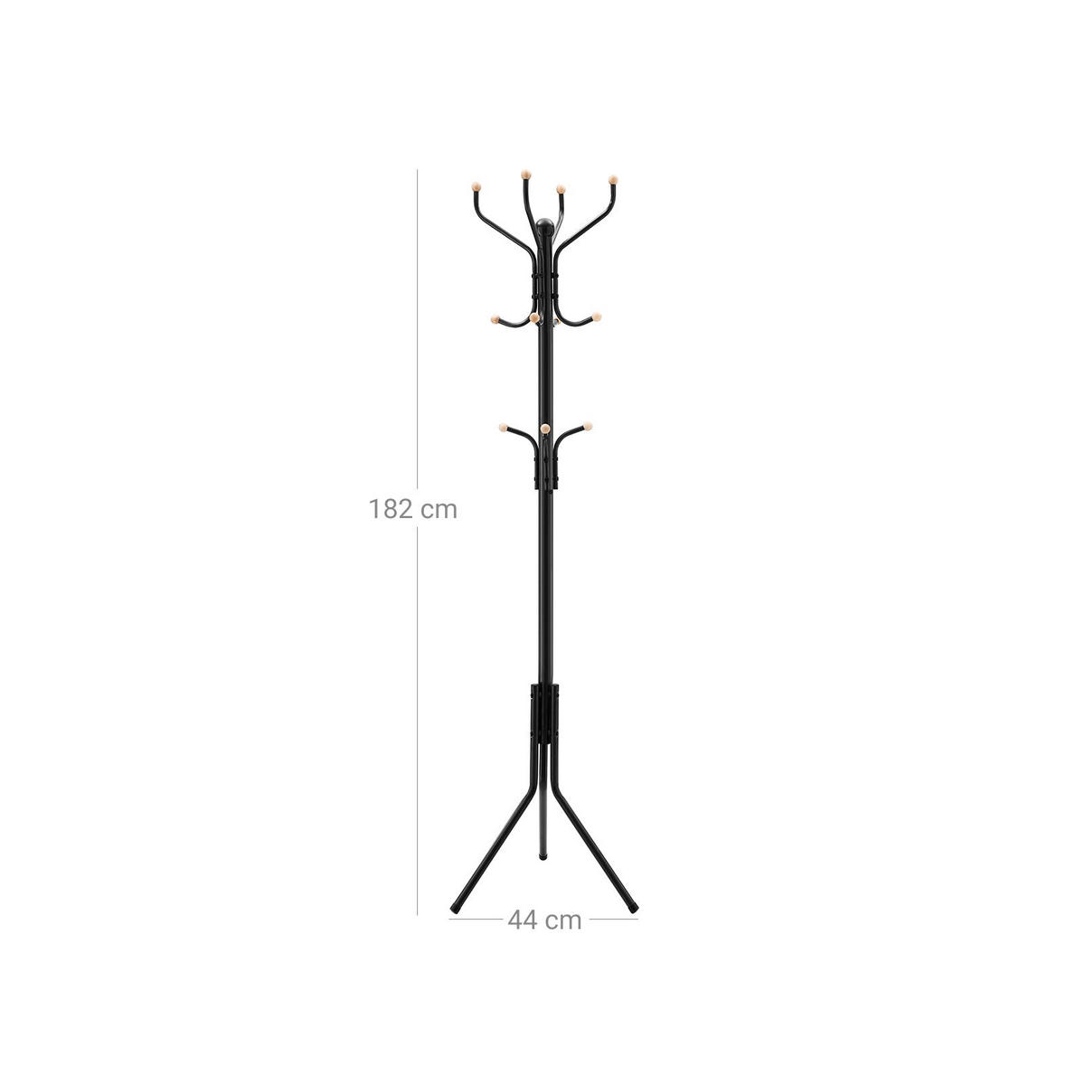 GARDEROBENSTÄNDER - Schwarz, Metall (44/182/44cm) - Hansiro