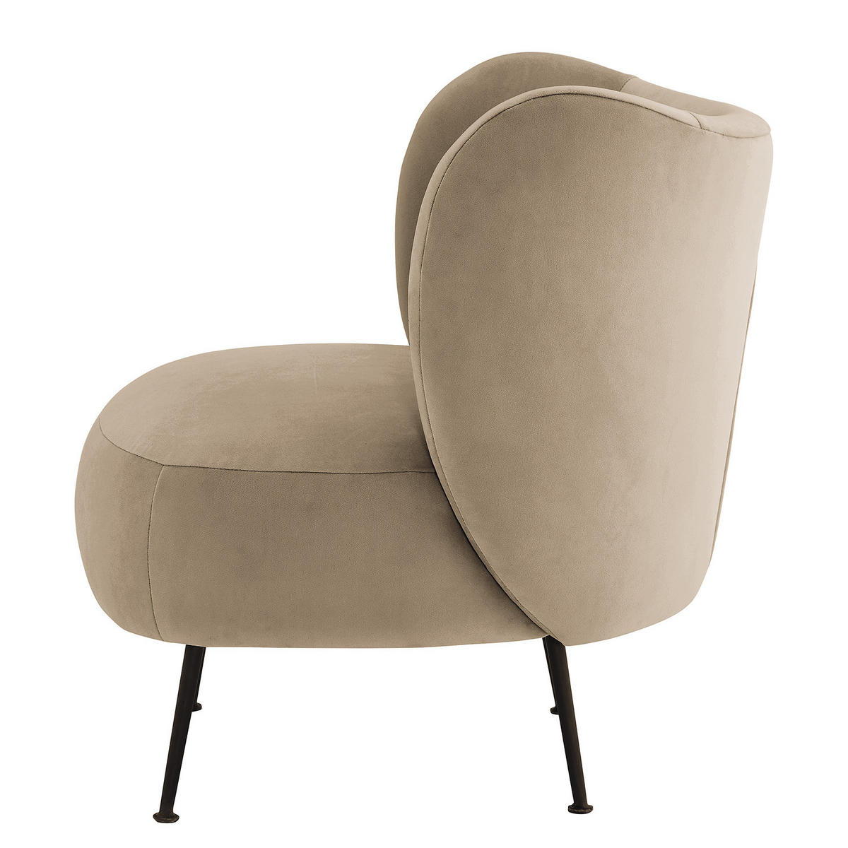 LOUNGESESSEL - Taupe/Schwarz, Textil/Metall (61/79/71cm) - home24