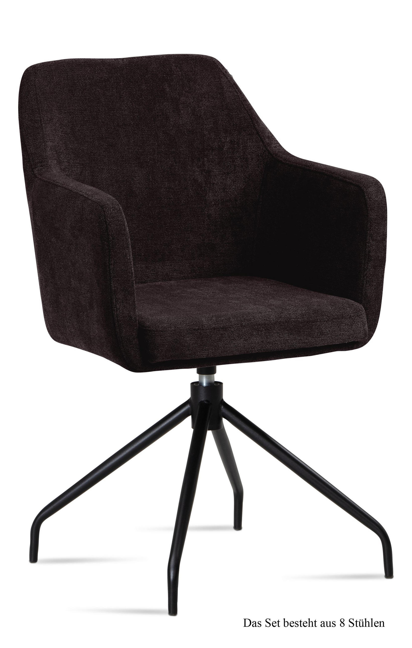 ARMLEHNSTUHL drehbar (8er-Set) Donnie 57x87x60 Schwarz/Espresso - Dunkelbraun/Schwarz, Kunststoff (60/87/57cm) - 58aufmkessel
