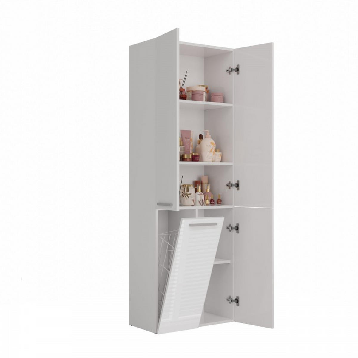 SKRIŇA do kúpeľne - biela, kompozitné drevo (60/174/30cm) - RAUMHIRSCH FURNITURE