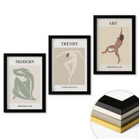 WANDBILDER 3er-Set - 20x30 cm Schwarzer Rahmen - Stilvolle Charaktere im Minimalismus - Schwarz, Kunststoff (20/30cm) - ArtPrintCave