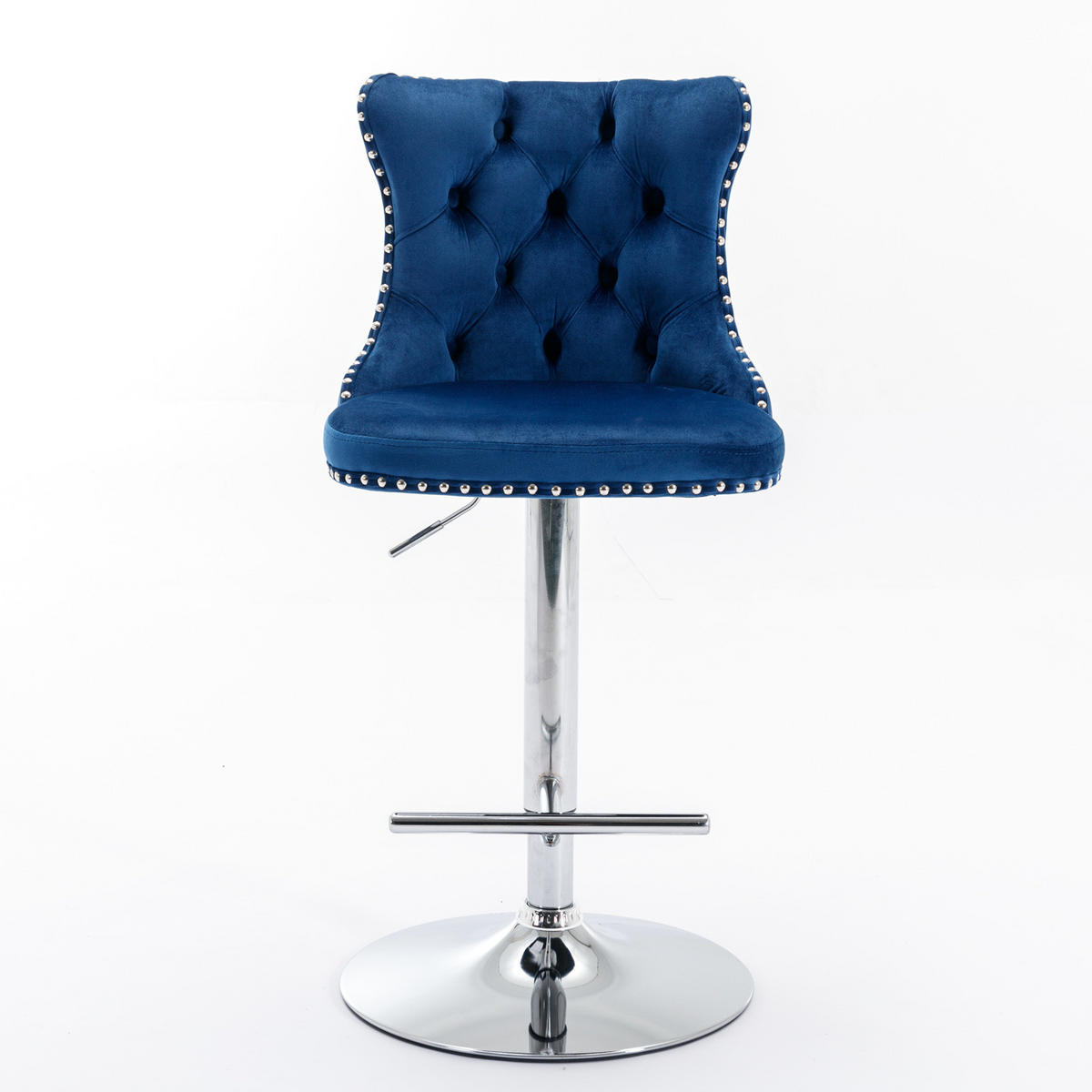 BARHOCKER 2er-Set höhenverstellbar mit Samtbezug, Blau - Blau, Textil (46/115/46cm)