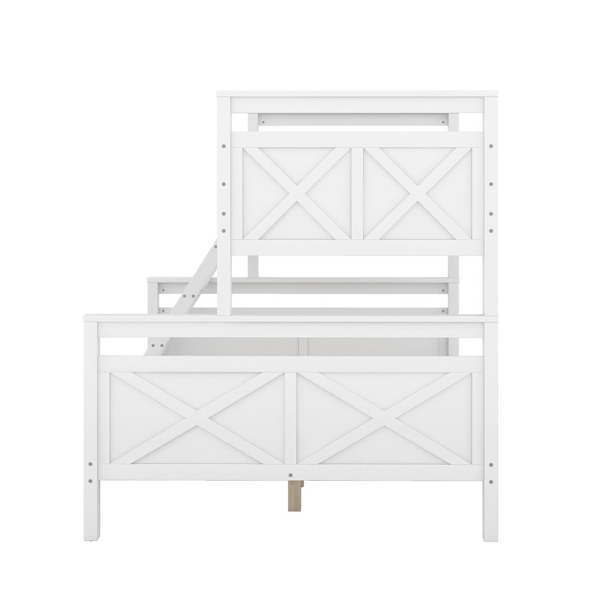 ETAGENBETT 90/200 cm aus Kiefer und MDF mit Rutsche und variabel montierbarer Leiter Weiß - Weiß, Holz (90/200cm) - Modenvie