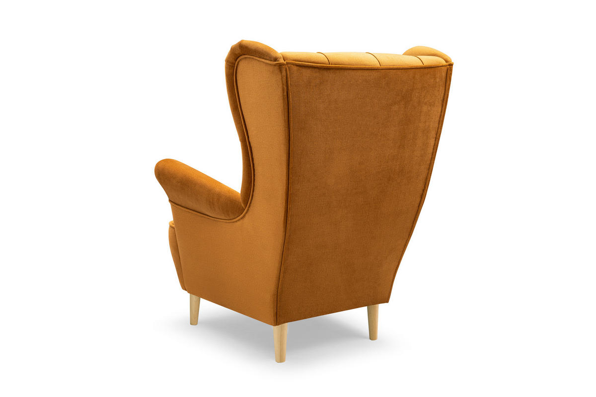 SESSEL TIBER, Polstersessel Glamour Loungesessel, Velours-Stoff Gelb - Gelb, Holz/Holzwerkstoff (75/104/85cm) - MASSENO