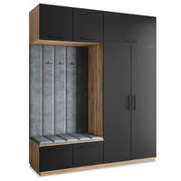 GARDEROBENSCHRANK REMA 200/240/60 cm Modern Garderobe-Set Eiche Wotan - Eiche Wotan/Schwarz, Holzwerkstoff (200/240/60cm) - MASSENO