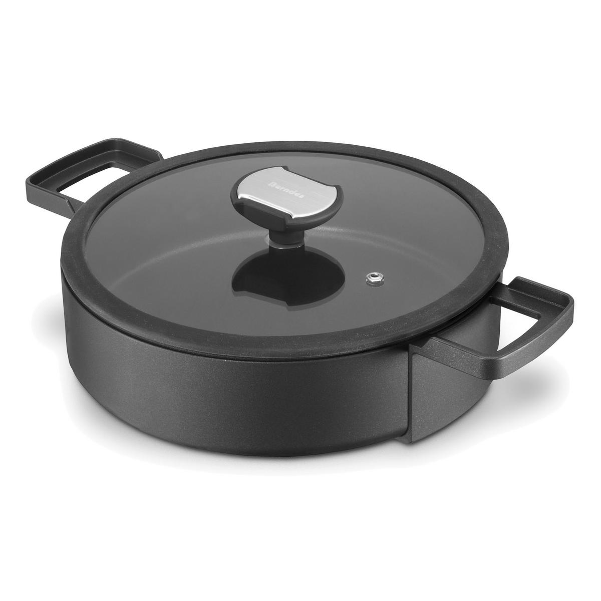 BRÄTERSET b.double, 3-tlg., mit Glasdeckel, Aluminiumguss, Schwarz - Schwarz, Metall (34/26/20cm) - Berndes