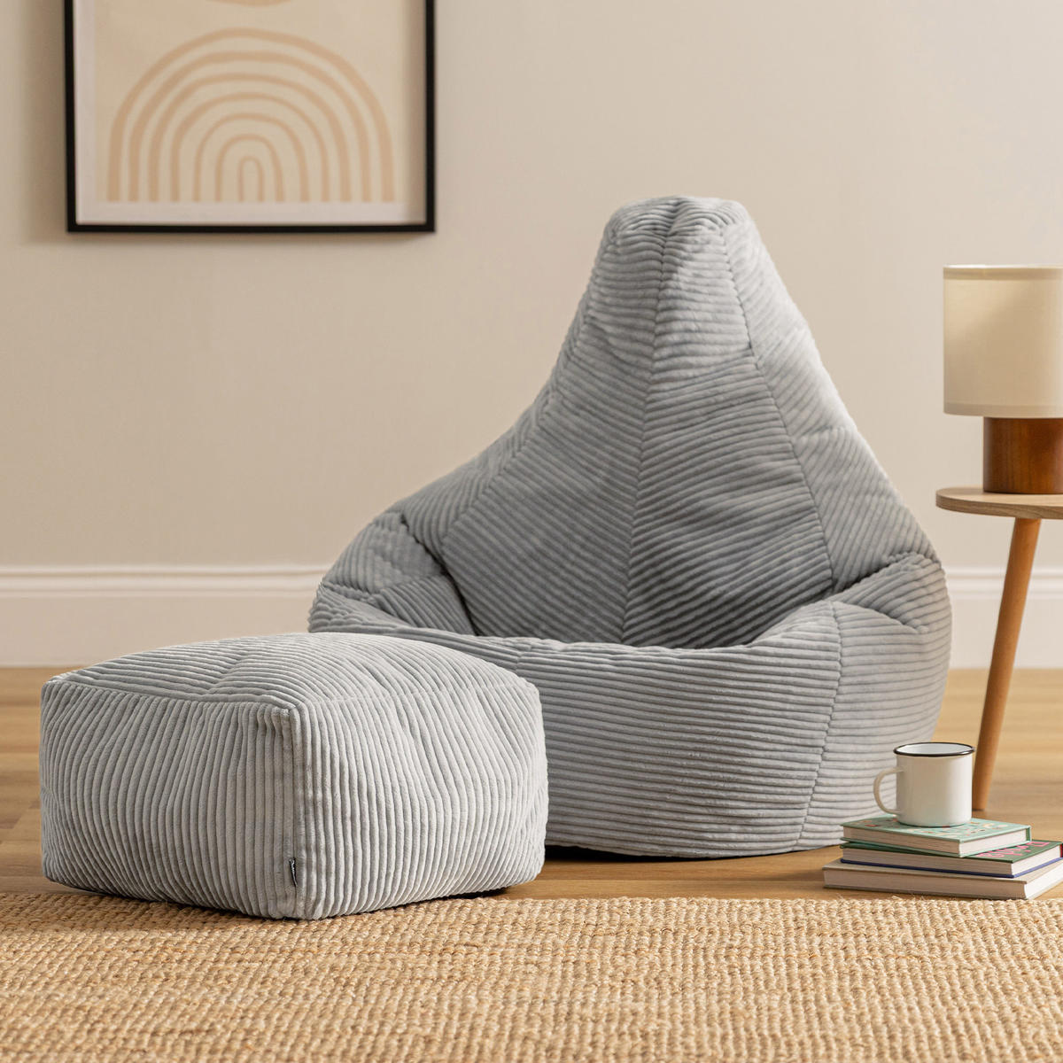 SITZSACK Dalton mit Hocker - Grau, Textil (90/73/84cm) - icon
