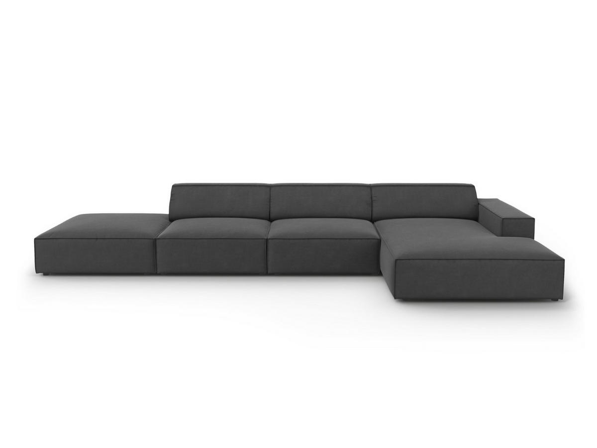 ECKSOFA rechts Jodie aus Samt grau 5 Sitzplätze - Grau, Textil (166/341cm) - Micadoni