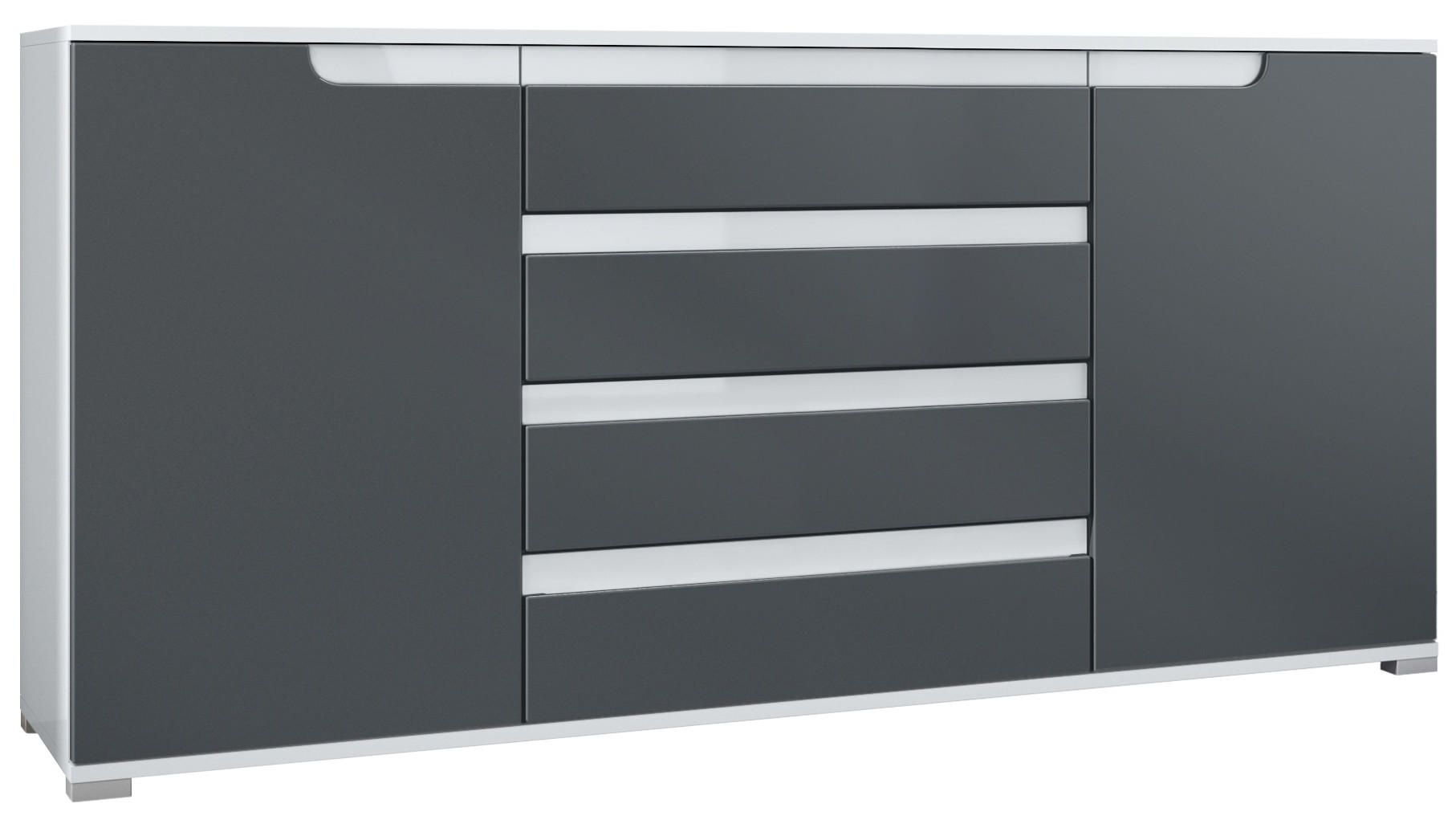 SIDEBOARD Sylt Anthrazit matt / Weiß Hochglanz - Anthrazit, Holzwerkstoff (166.5/75.5/35cm) - Vladon