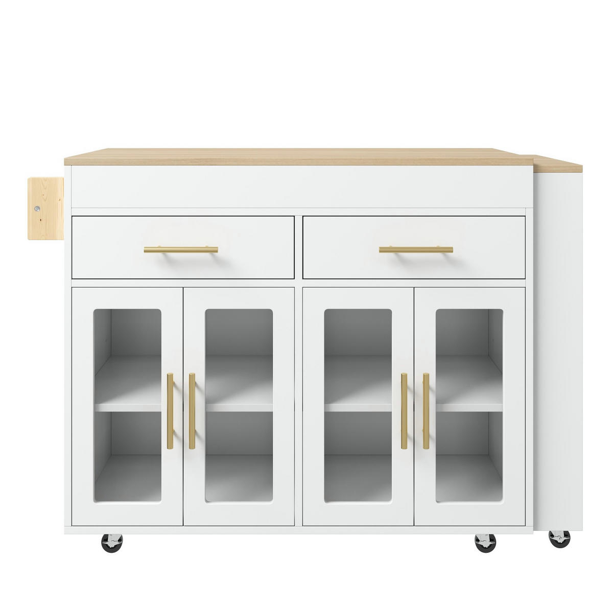 KÜCHENINSEL ausziehbar 132,5-217 x 50 x 93 cm MDF Weiß - Weiß, Holz (50/93/217cm) - Beauniv