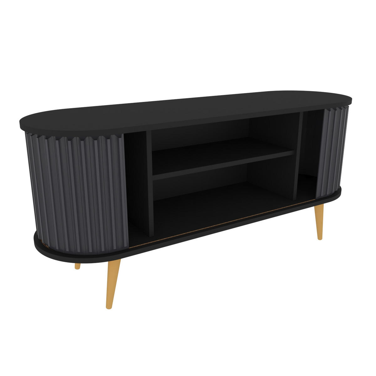 TV-ELEMENT Stor Schwarz Anthrazit - Anthrazit/Schwarz, Holz/Holzwerkstoff (43/64/140cm) - Decorotika