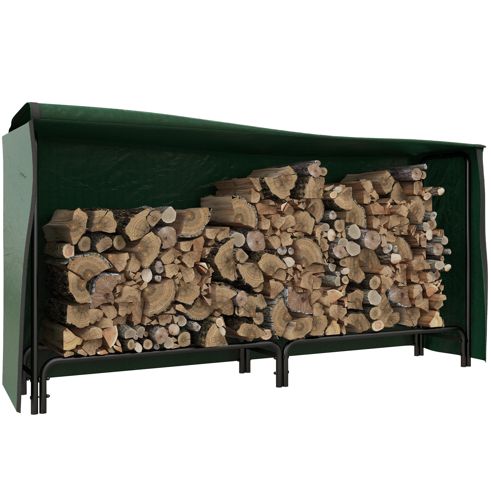 KAMINHOLZREGAL bis 200 kg - Schwarz, Metall (36/99/200cm) - Outsunny
