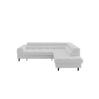 ECKSOFA mit Schlaffunktion Ottomane Rechts LUMA-L 272x203x70 Weiß Bouclé - Schwarz/Weiß, Holzwerkstoff/Kunststoff (203/272cm) - ALTDECOR