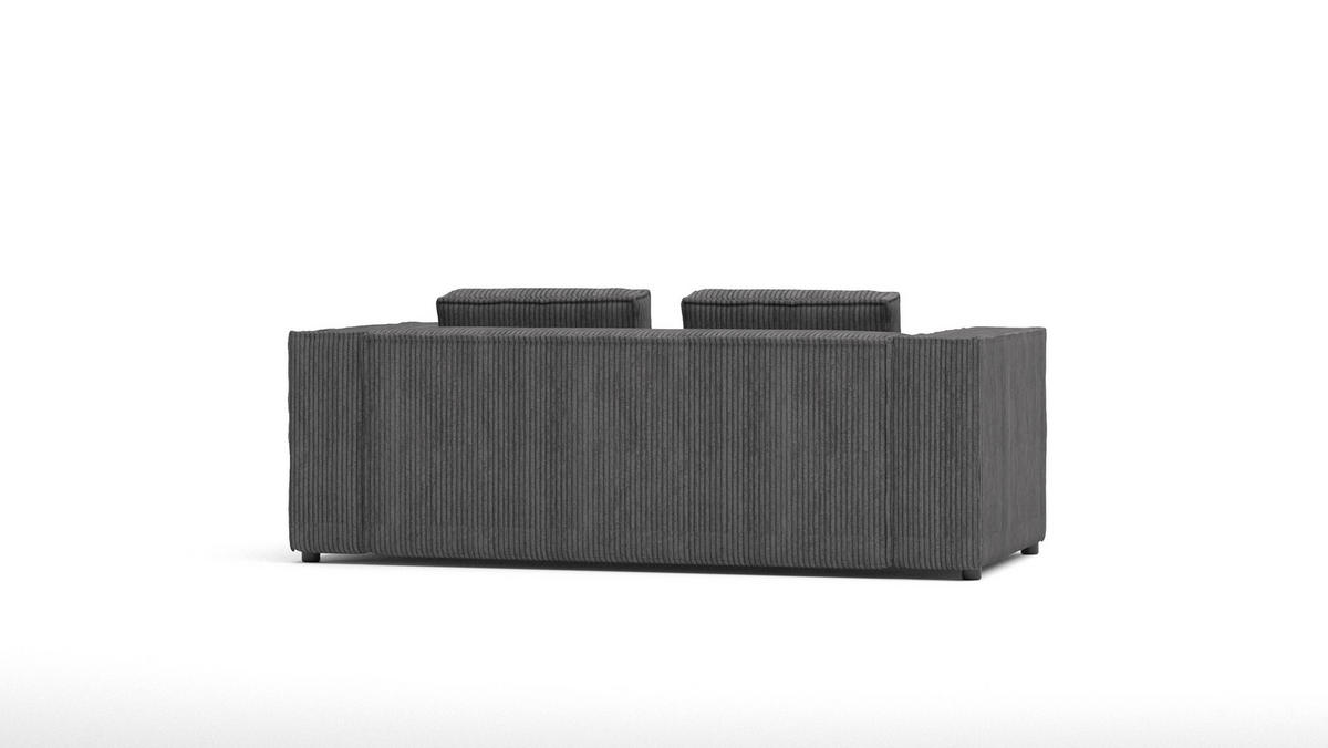 2-SITZER-SOFA Nova Grau Cord - Schwarz/Grau, Holz/Kunststoff (196/64/92cm) - S-Style Möbel