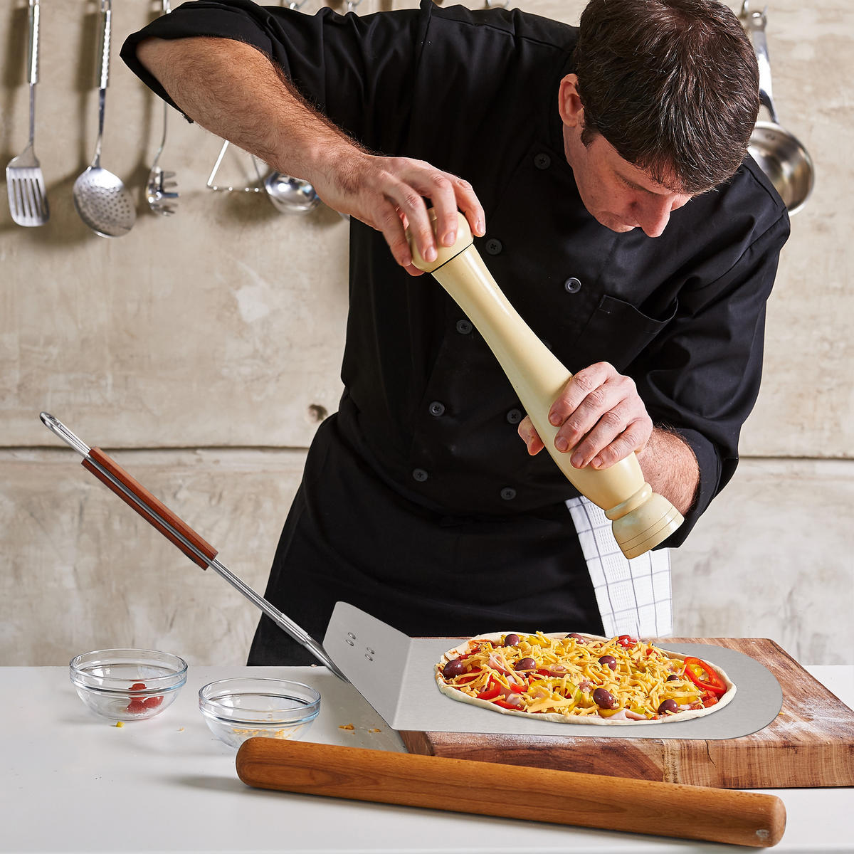 PIZZASCHIEBER - Silberfarben, Holz/Metall (24/15.5/51cm) - Relaxdays