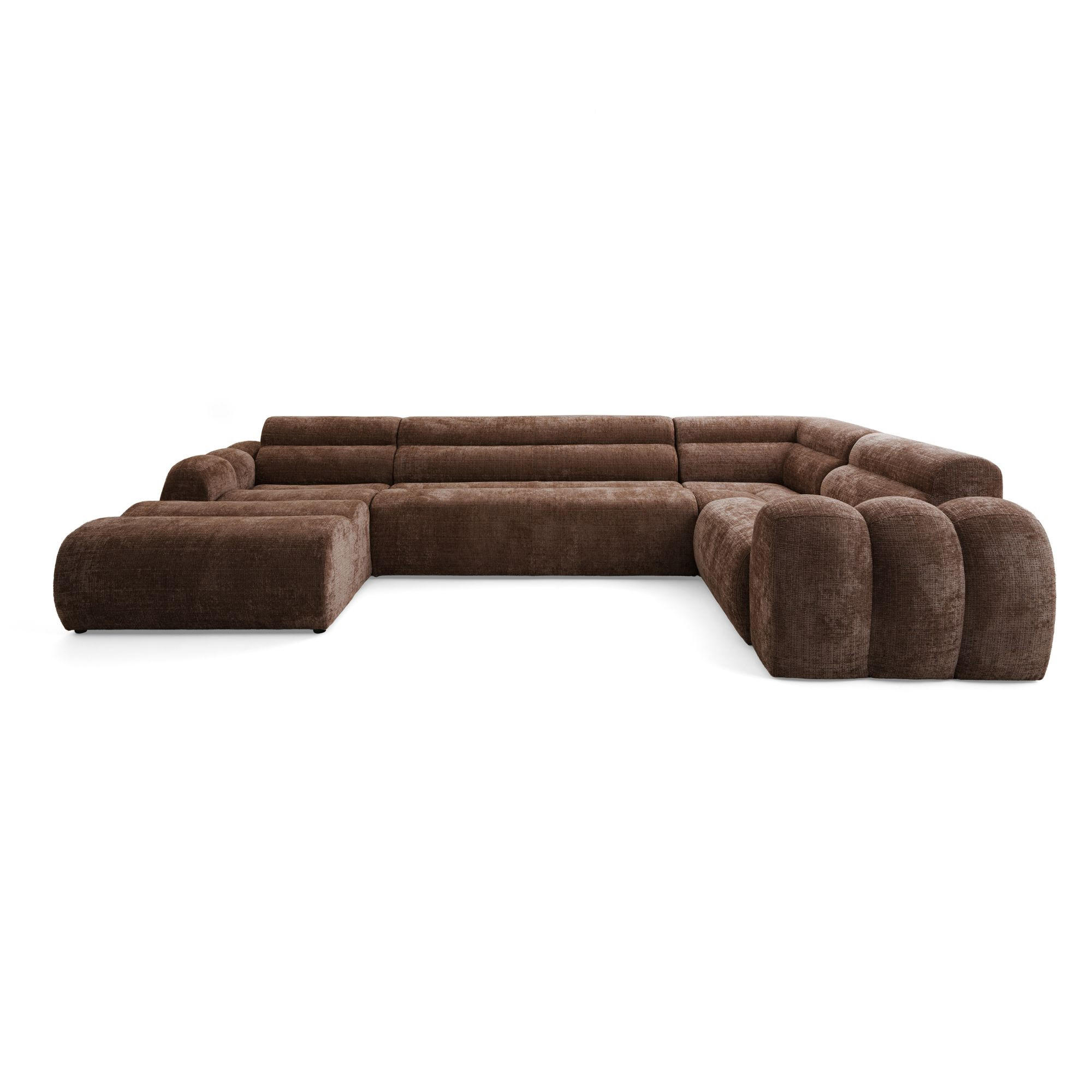 6-SITZER modulares Wohnlandschaft U XXL VEER SET 3 Rechts, 368 x 200 cm, Chenille Webstoff Orange - Schwarz/Orange, Holz/Kunststoff (200/75/368cm) - Muffo