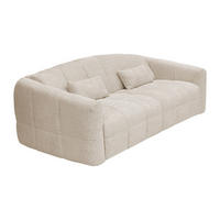SOFA 4-Sitzer mit Schlaffunktion - Bouclé-Stoff - Cremefarben - Liegefläche 160 cm + Matratze 13 cm mit Memory-Schaum - RETUNA - Beige, Textil (220/90/208cm) - Vente-Unique