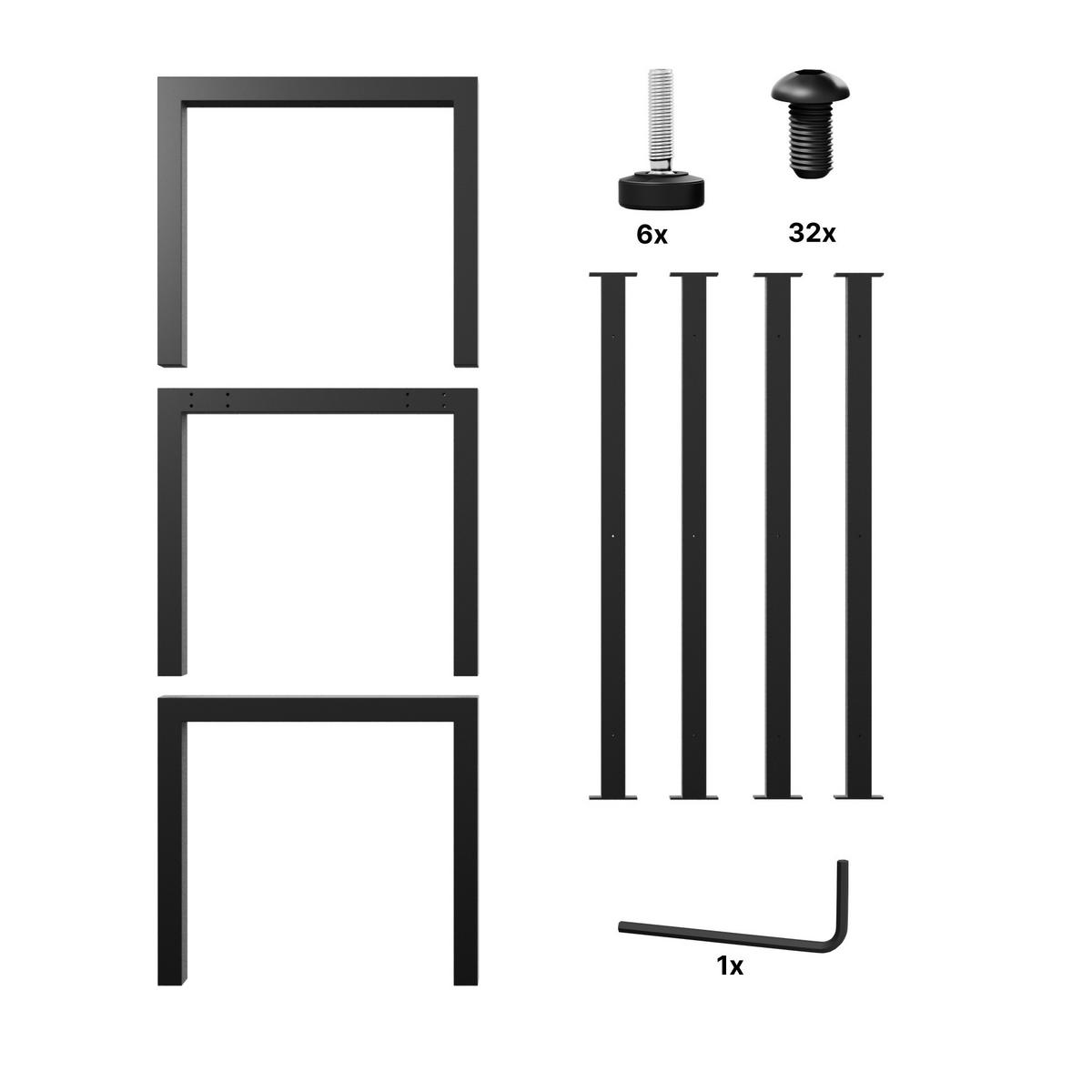 TISCHBEINE Etamin Extreme Long Metall Schwarz 300/80/72 cm - Schwarz, Metall (80/72/300cm) - Metalo Pro