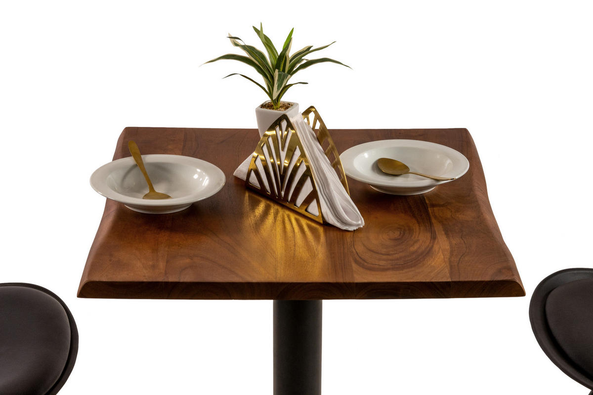 BISTROTISCH IRIS - Schwarz/Braun, Holz/Metall (70/70/76cm) - SAM
