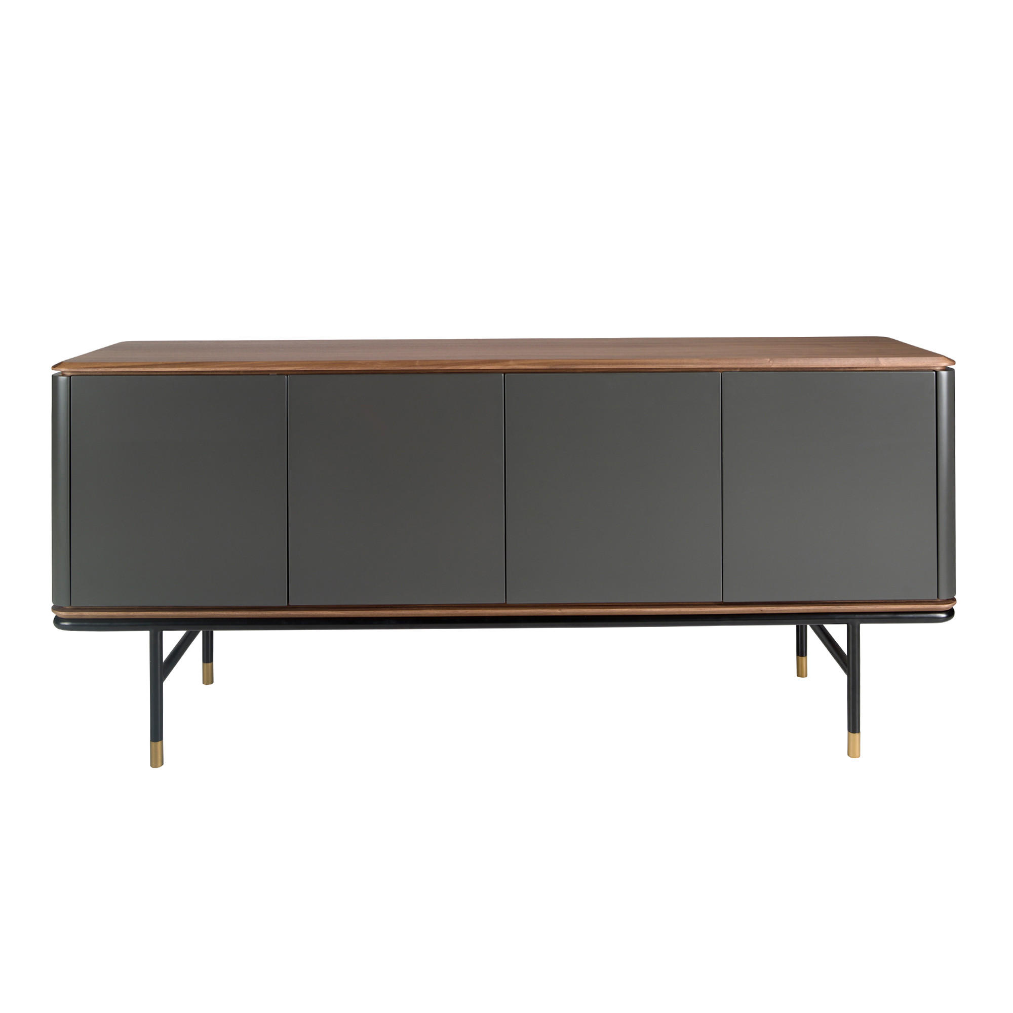 SIDEBOARD Rechteckig Dunkelgrau Walnuss Gold 180/45/79 - Dunkelgrau, Holzwerkstoff (180/79/45cm) - ANGEL CERDA