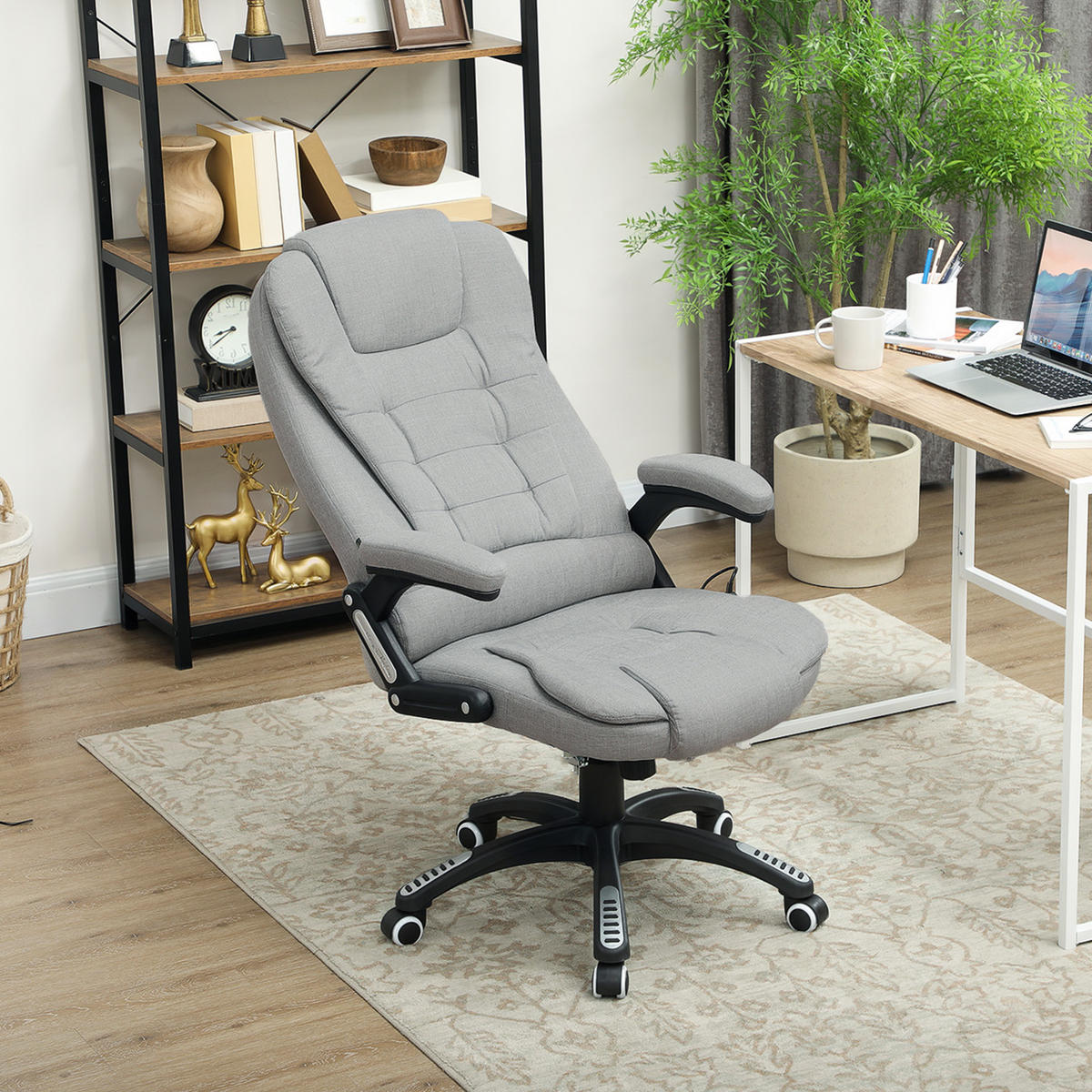 CHEFSESSEL DE-11756 MIT MASSAGE- & HEIZFUNKTION 68/72/110-120 cm Grau - Hellgrau, Textil (68/120/72cm) - ComfortXL