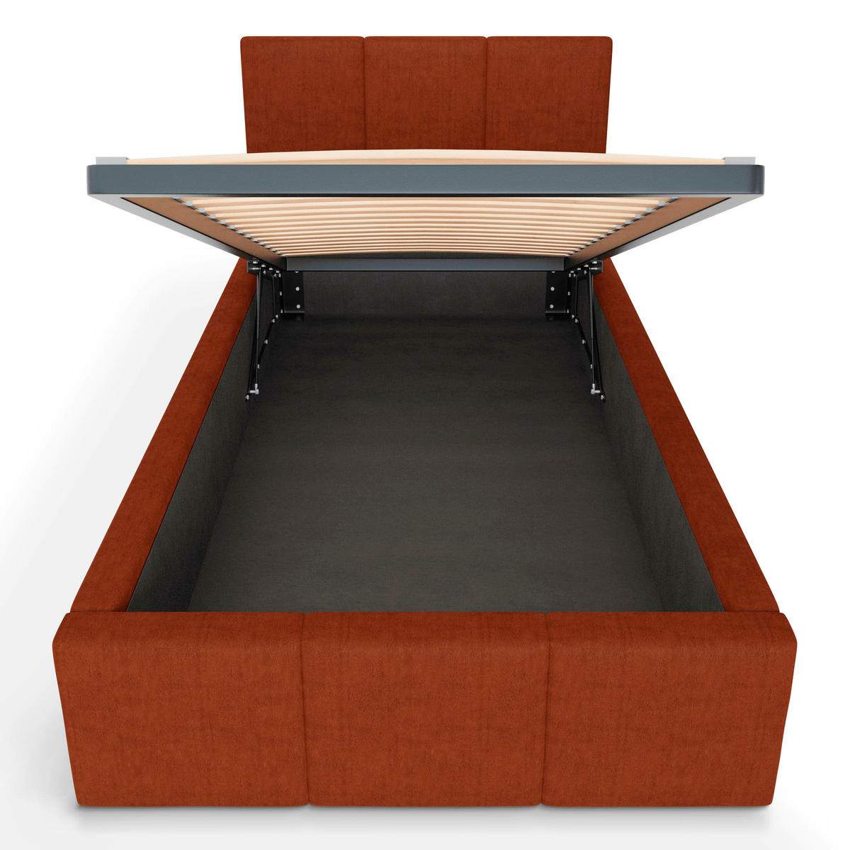 POLSTERBETT für Schlafzimmer Bett mit Stauraum Honigfarbe 90x200cm Kopfteil 120cm - Honig, Holzwerkstoff/Metall (90/200cm) - Muralo