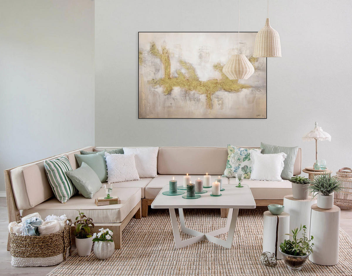 ACRYLBILD HANDGEMALT 120/80 cm - Goldfarben, Holz/Textil (120/80cm) - KUNSTLOFT