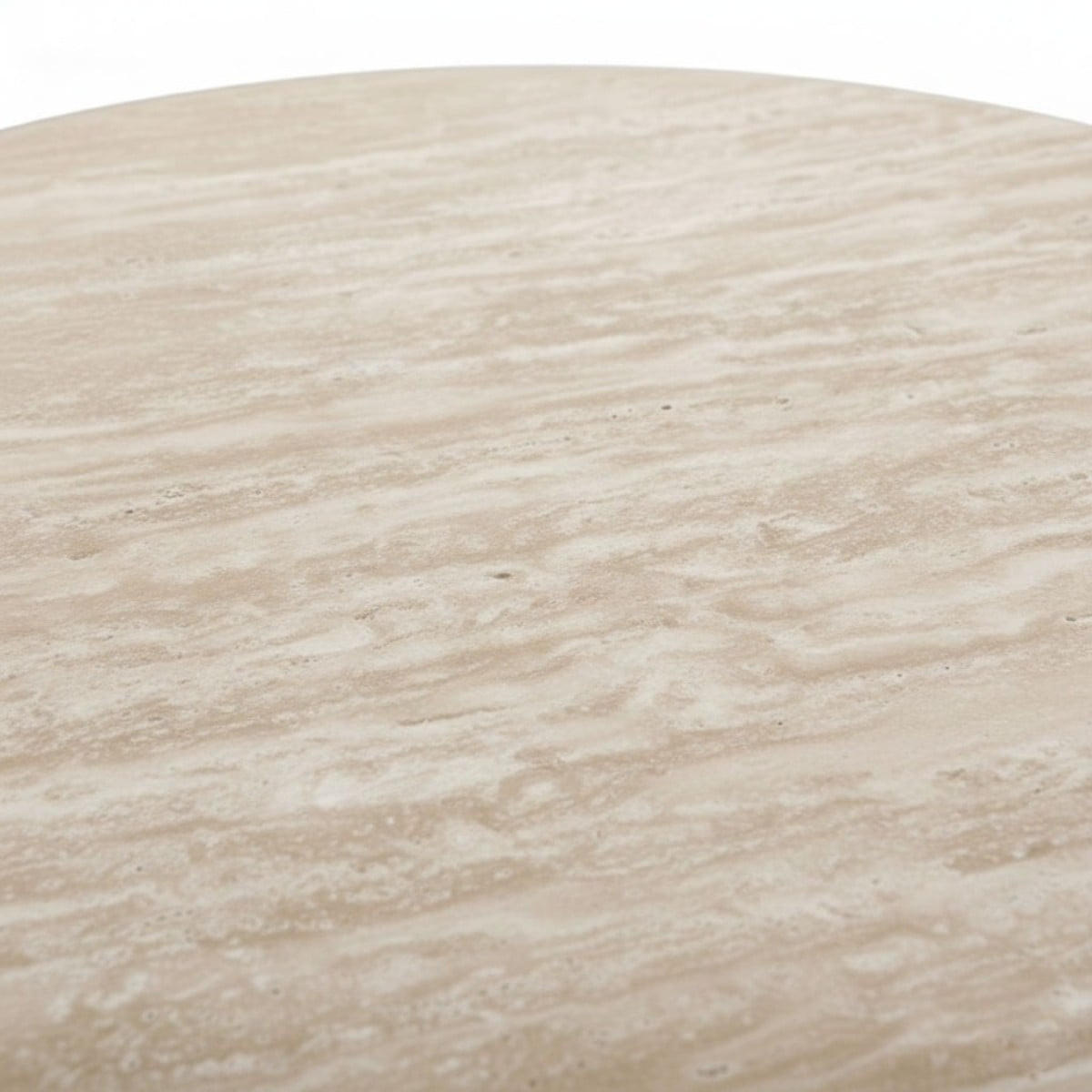 COUCHTISCH mit runder Tischplatte im Travertin-Optik 70/70/42 cm - Beige, Holzwerkstoff (70/70/42cm) - Calicosy