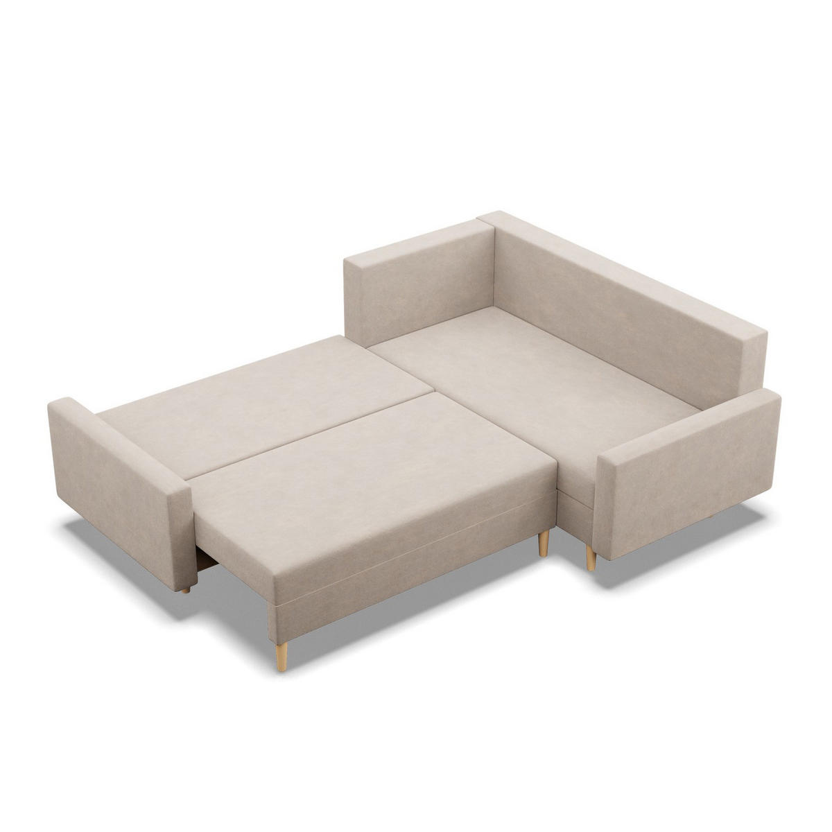 ECKSOFA LINKS MIT SCHLAFFUNKTION BLANK, Beige - Beige, Textil (223/175cm) - Mebligo