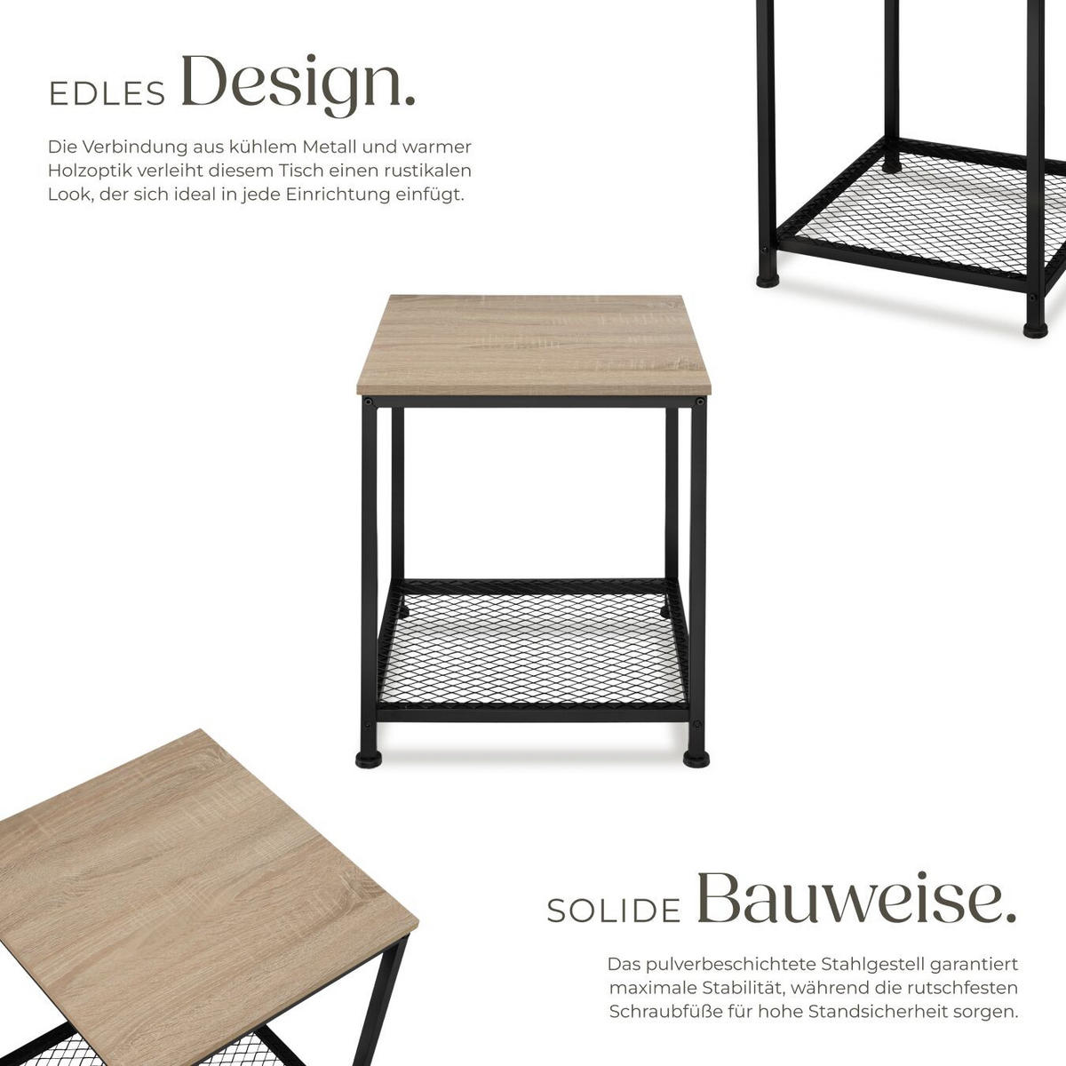 BEISTELLTISCH Derby,45,5 x 45,5 x 55,5 cm,Industrial Holz hell, Eiche Sonoma - Naturfarben, Holz (45.5/45.5/55.5cm) - tectake