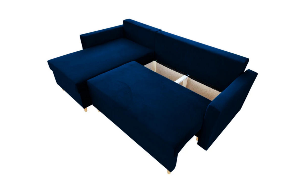 ECKSOFA MON, Blau, Veloursstoff, Ottomane Universal - Blau, Textil (222/142cm) - Sepro Meble
